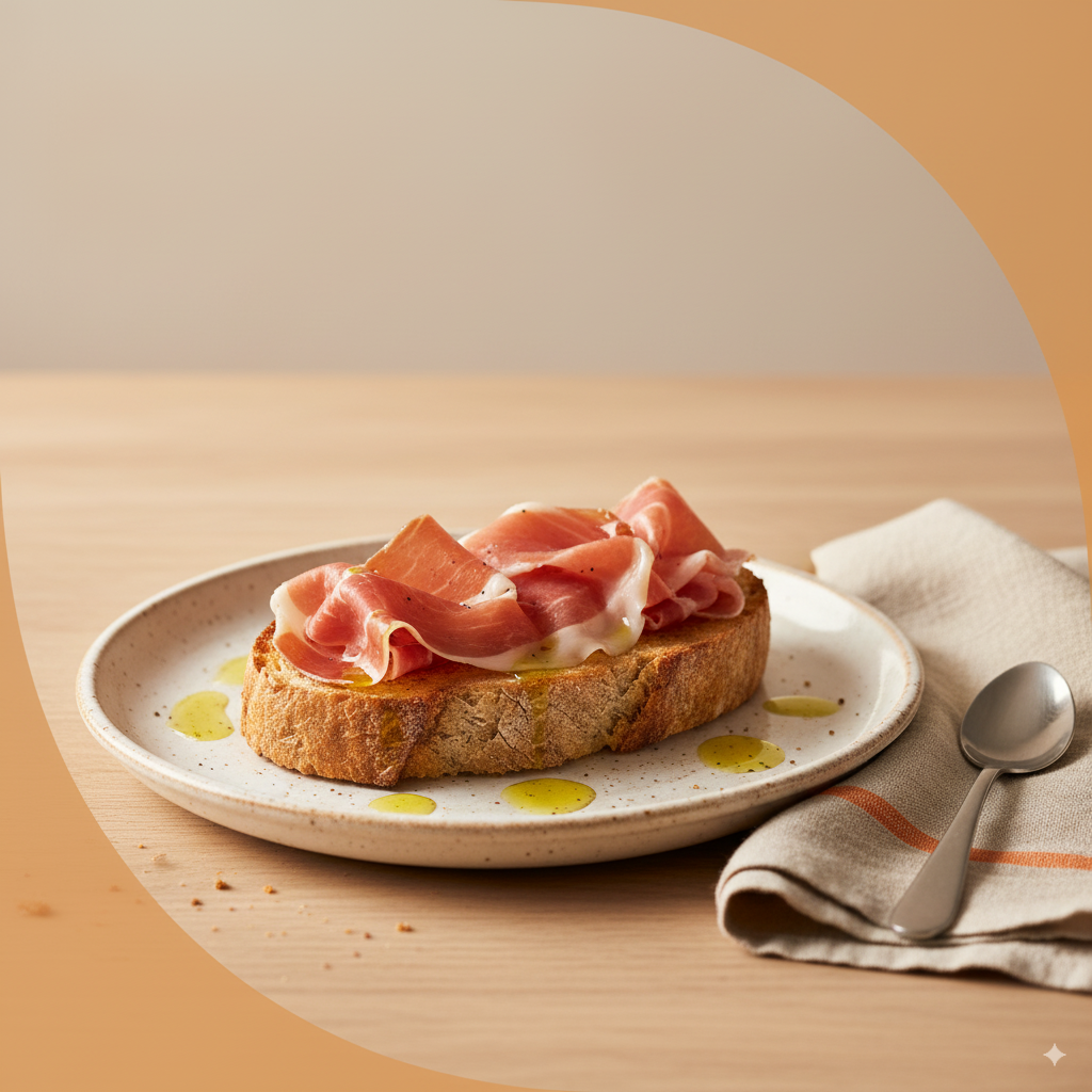 Tostada con jamón serrano y tomate